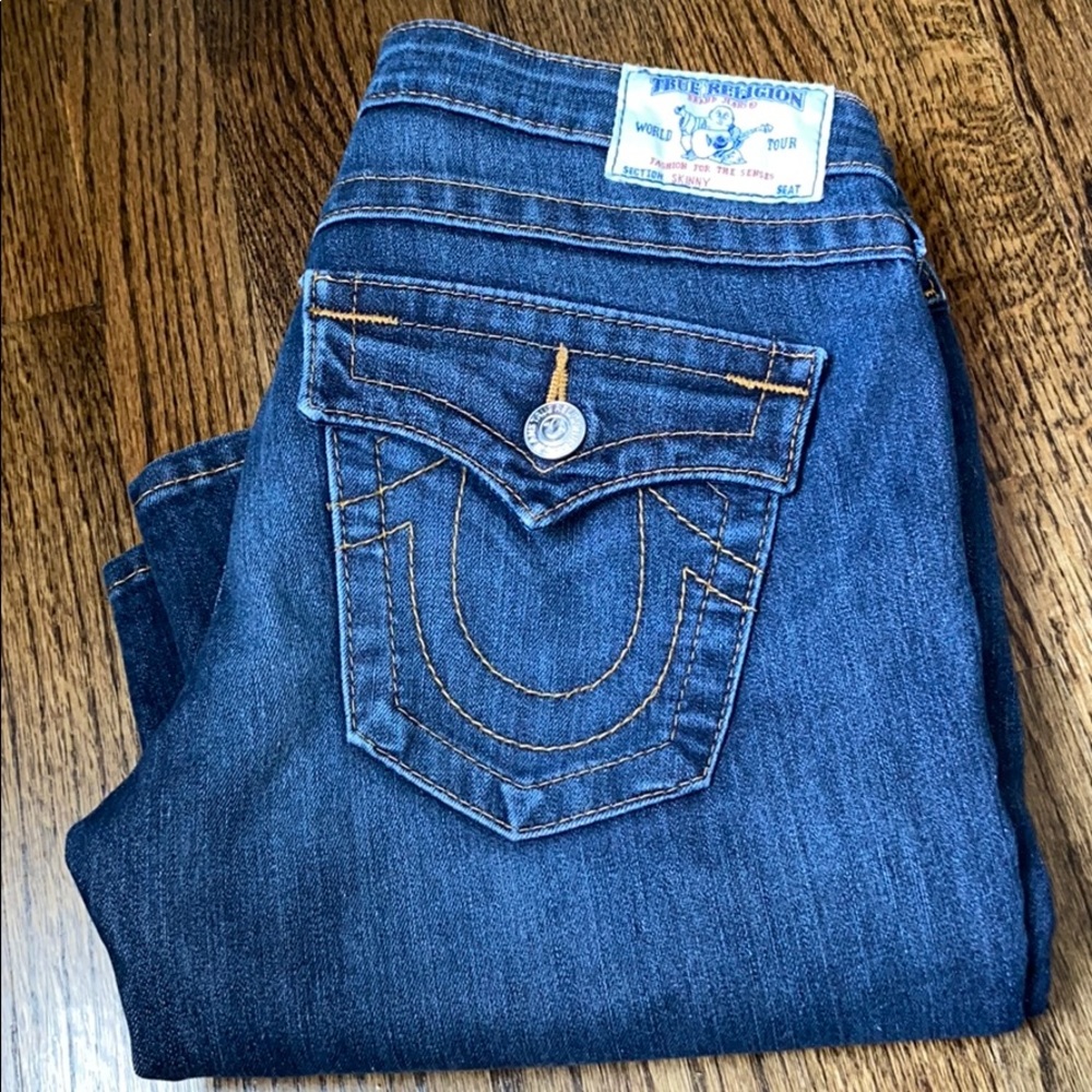 Dark blue true religion skinny jeans